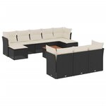 vidaXL Salon de jardin 11 Pièces avec coussins noir résine tressée