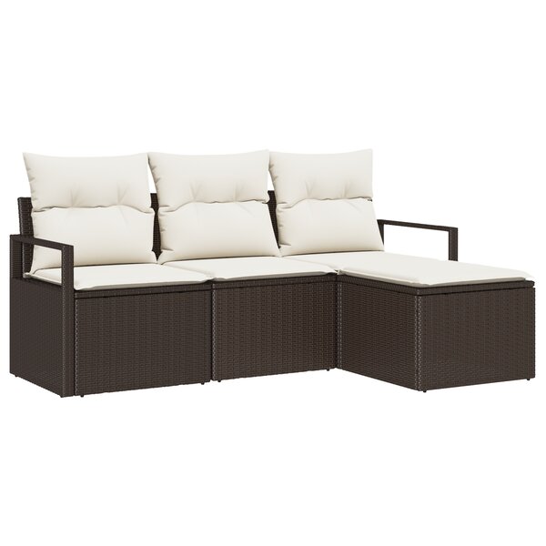 Set de Canapé de Jardin 4 pièces vidaXL Avec Coussins Marron Rattan Poly