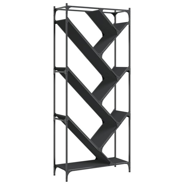 vidaXL Bibliothèque noir 79x30x180 cm bois d'ingénierie et métal