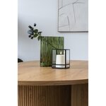 Porte-bougie en métal noir et verre 12 x 15 cm