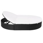 vidaXL Lit de repos d'extérieur avec coussin Résine tressée Noir