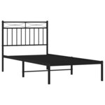 vidaXL Cadre de lit métal avec tête de lit noir 90x200 cm