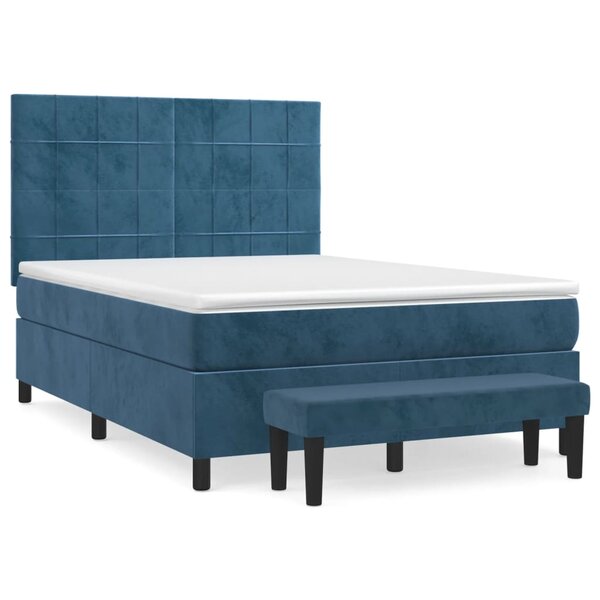 vidaXL Sommier à lattes de lit et matelas Bleu foncé 140x200cm Velours