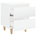 vidaXL Table de chevet avec pieds en pin Blanc brillant 40x35x50 cm