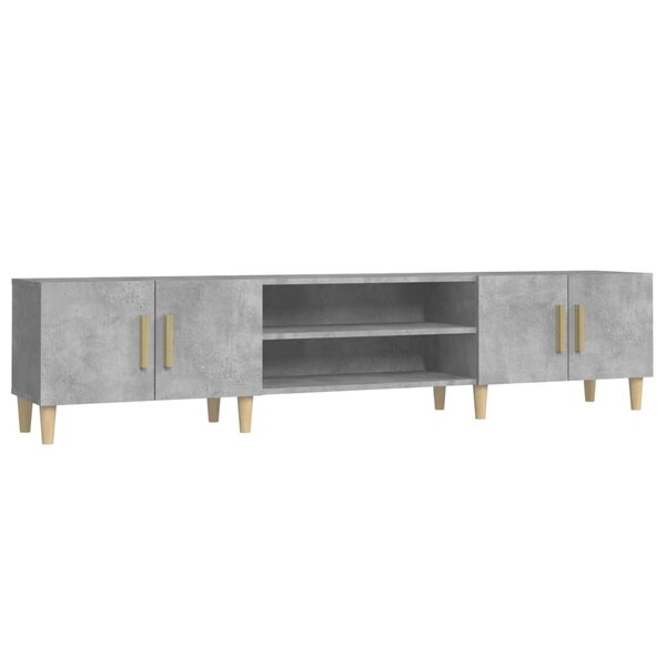 vidaXL Meuble TV gris béton 180x31 5x40 cm bois d'ingénierie