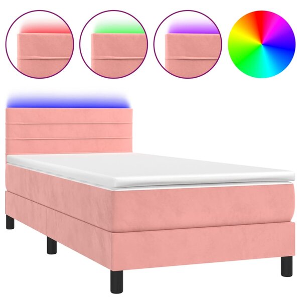 vidaXL Sommier à lattes de lit avec matelas et LED Rose 80x200 cm