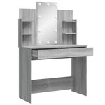 vidaXL Coiffeuse avec lumières LED sonoma gris 96x40x142 cm