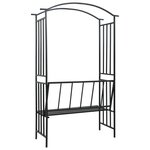 vidaXL Voûte de jardin avec banc Noir 128x50x207 cm Fer
