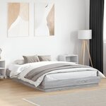 vidaXL Cadre de lit avec LED sans matelas sonoma gris 160x200 cm