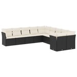 vidaXL Salon de jardin 10 Pièces avec coussins noir résine tressée