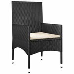 vidaXL Salon de jardin 4 Pièces avec coussins Noir Résine tressée