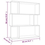 vidaXL Bibliothèque/Séparateur de pièce Gris béton Bois d’ingénierie