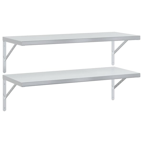vidaXL Étagères murales 2 Pièces 100x40 cm argenté acier inoxydable