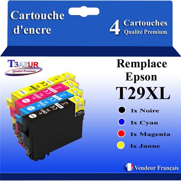 T3AZUR - 4x Cartouches compatibles avec Epson T2991  T2992  T2993  T2994  T29XL