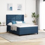 Lit Box Spring vidaXL avec Matelas & LED Bleu 140x190 cm Tissu