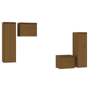 vidaXL Meubles TV 4 Pièces Marron miel Bois massif de pin