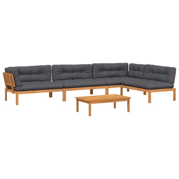 vidaXL Salon palette de jardin avec coussins 5Pièces bois d'acacia massif