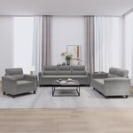 vidaXL Ensemble de canapés 3 Pièces coussins gris foncé tissu microfibre