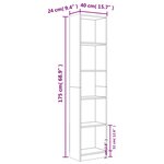 vidaXL Bibliothèque 5 niveaux Chêne fumé 40x24x175cm Bois d'ingénierie