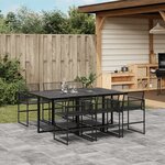 vidaXL Ensemble à manger de jardin 7 Pièces Noir Résine tressée