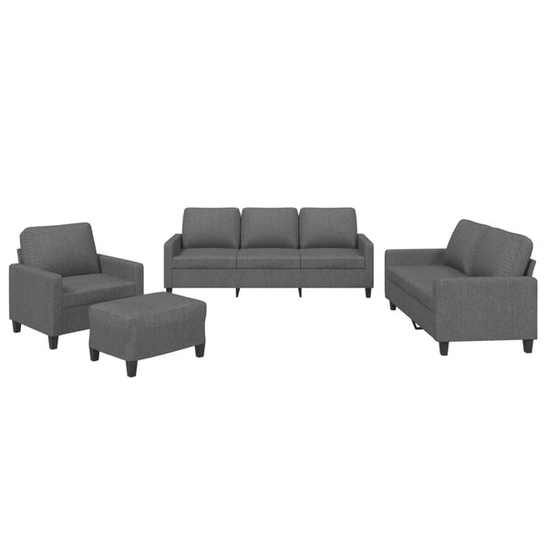 vidaXL Ensemble de canapés 4 Pièces avec coussins Gris foncé Tissu