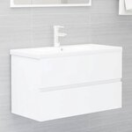 vidaXL Armoire d'évier avec lavabo intégré Blanc Bois d'ingénierie
