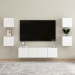 vidaXL Ensemble de meubles TV 6 Pièces Blanc Bois d'ingénierie