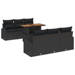vidaXL Ensemble de salle à manger de jardin 7 pièces avec coussins en rotin noir