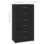 vidaXL Buffet avec 6 tiroirs Noir 50x34x96 cm Bois d'ingénierie