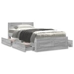 vidaXL Cadre de lit avec tête de lit sonoma gris 75x190 cm
