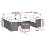 vidaXL Salon de jardin et coussins 10 Pièces mélange beige résine tressée