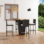 vidaXL Ensemble de bar de jardin 5 Pièces et coussins Résine tressée Noir