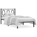 vidaXL Cadre de lit métal avec tête de lit noir 90x200 cm