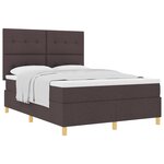 vidaXL Lit à ressort avec matelas marron foncé 140x200 cm tissu