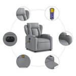 vidaXL Fauteuil inclinable de massage électrique Gris clair Tissu