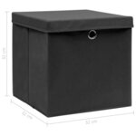 vidaXL Boîtes de rangement avec couvercle 4 Pièces Noir 32x32x32 cm Tissu