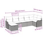 Ensemble de canapé de jardin 7 pièces noir poly rattan avec coussins