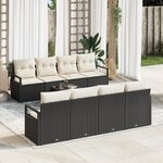 Ensemble de Canapés de Jardin 9 pièces avec Coussins en Rattan Noir