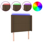 vidaXL Tête de lit à LED Marron foncé 93x16x118/128 cm Tissu