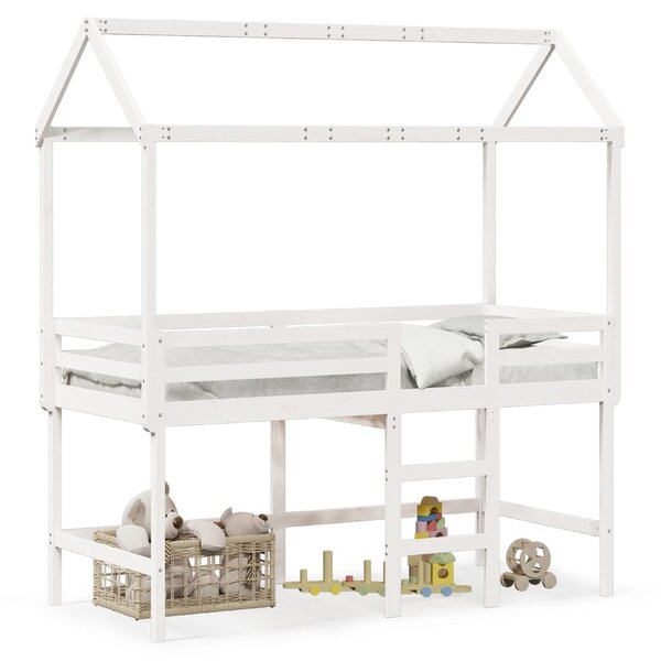 vidaXL Lit superposé avec échelle et toit sans matelas blanc 80x200 cm