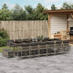 vidaXL Ensemble à manger de jardin 17 Pièces et coussins résine tressée
