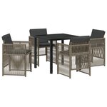 vidaXL Ensemble salle à manger jardin 5 pièces avec coussins Gris Poly Rattan