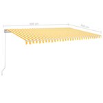 vidaXL Auvent automatique capteur de vent et LED 5x3 5m Jaune et blanc