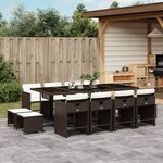 vidaXL Ensemble à manger de jardin avec coussins 13 Pièces marron rotin