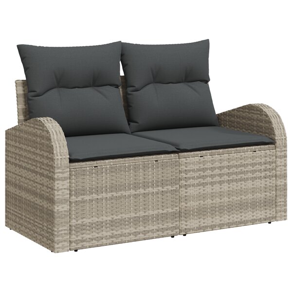 vidaXL Ensemble de Canapé de Jardin 7 Pièces avec Coussins Rattan Gris Clair