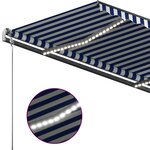 vidaXL Auvent manuel rétractable avec LED 450x350 cm Bleu et blanc