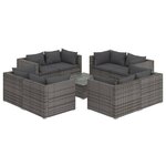 Salon de jardin meuble d'extérieur ensemble de mobilier 9 pièces avec coussins résine tressée gris 02_0018080