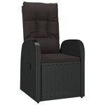 vidaXL Set de salle à manger de jardin 3 pièces avec coussins Noir Poly Rattan