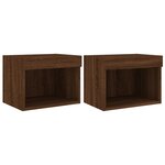vidaXL Tables de chevet murales avec lumières LED 2 Pièces chêne marron