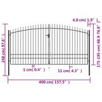 vidaXL Double portail avec haut sous forme de lance 400 x 248 cm